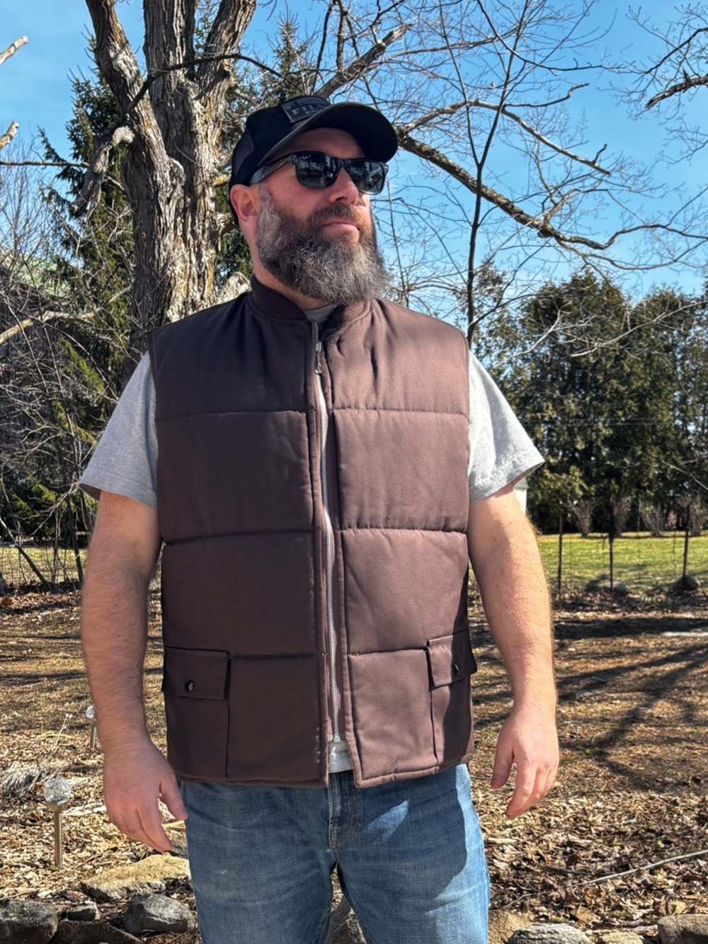 70’s Men's Brown and Tan Reversible Puffer Vest
